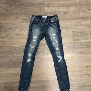 BKE Dark Blue Distressed Skinny Jeans 26